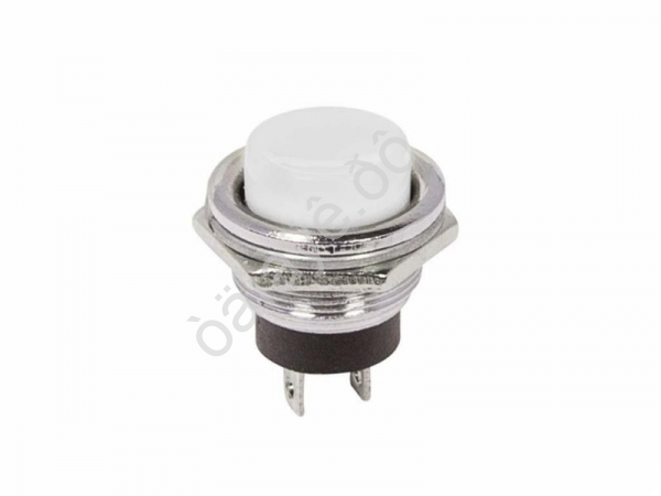 Выключатель-кнопка металл 250V 2А (2с) OFF-(ON) Ø16.2 белая (RWD-306) REXANT