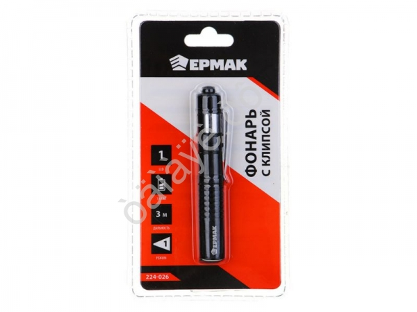 Фонарь "ЕРМАК" 1 LED , 1хAAA, с клипсой для крепления, 9*1,4см