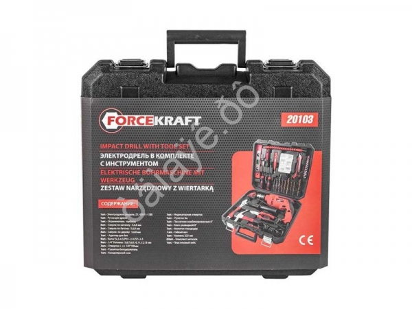 Набор инструментов с дрелью электрической,103пр.(220V,750W,0-2900об/мин),в кейсе FORCEKRAFT