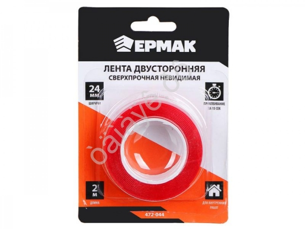 Скотч двухсторонний сверхпрочный прозрачный 24мм*2м ЕРМАК