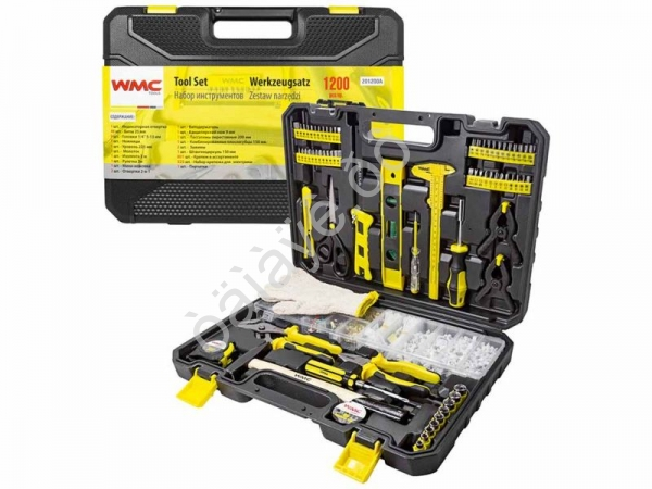 Набор инструментов 1200пр.1/4'6гр (5-13мм)(шарнирно-губцевый, отвертки,биты,расходник,рулетка,урове WMC TOOLS Набор инструментов 1200пр.1/4'6гр (5-13мм)(шарнирно-губцевый, отвертки,биты,расходник,рулетка,урове WMC TOOLS