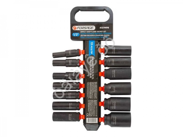 Набор головок ударных глубоких13пр.,1/2"(10, 12-15, 17, 19, 21, 22, 24, 27, 30, 32мм), на пластиково Forsage