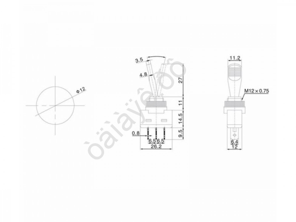 Тумблер 12V 20А (3c) ON-OFF однополюсный с красной подсветкой (ASW-13D) REXANT