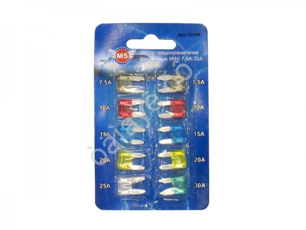 Набор предохранителей флажковых MINI 7,5-30 А (10 шт) М5 1/20/1000_