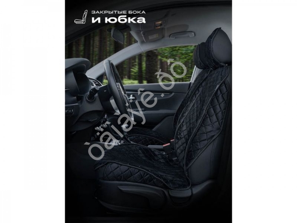 Чехлы на сиденья велюр с закрыт. боками эконом цвет черный