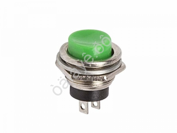Выключатель-кнопка металл 250V 2А (2с) OFF-(ON) Ø16.2 зеленая (RWD-306) REXANT