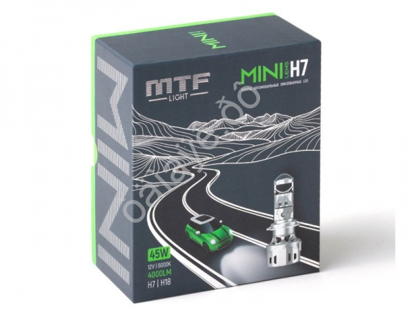 Светодиодные линзы MTF Light серии MiniLENS H7, 12V, 55W, 6000K, 4000LM, к-т.