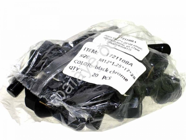 Болт М12*1,25*28, конус, ключ 17, черный хром /20 Болт М12*1,25*28, конус, ключ 17, черный хром /20