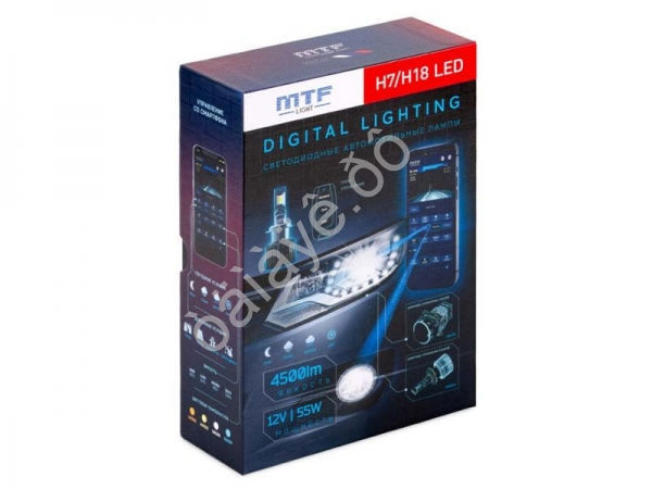 Светодиодные лампы MTF Light серии DIGITAL LIGHTING Н7/Н18, 12V, 55W, 4500lm, 3000-7000K, управление