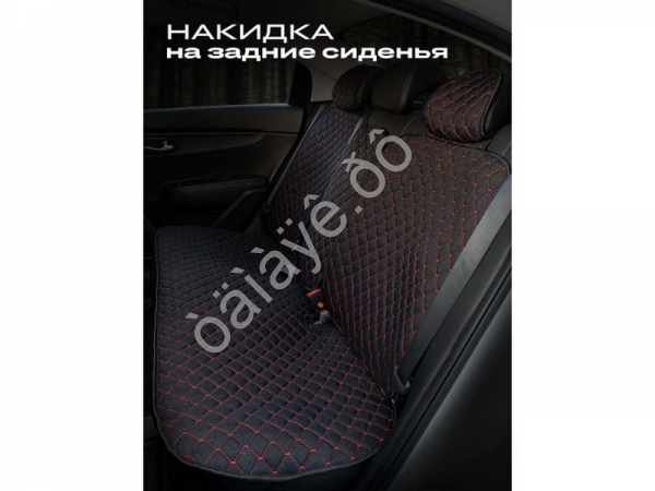 Чехлы на сиденья лён light+ №2 с закрытыми боками и юбкой, черный/красный