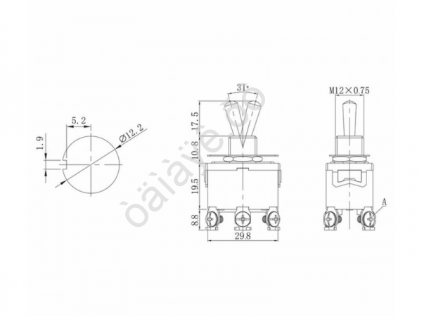 Тумблер 250V 15А (6c) ON-ON двухполюсный (KN-202) REXANT