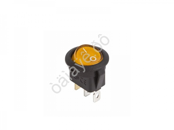 Выключатель клавишный круглый 12V 20А (3с) ON-OFF желтый с подсветкой (RWB-214) REXANT
