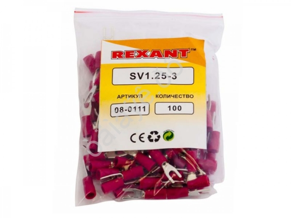 Клемма с изол. вилка REXANT НВИ=3,2мм 0,5-1,5мм SV1.25-3 (100шт) Клемма с изол. вилка REXANT НВИ=3,2мм 0,5-1,5мм SV1.25-3 (100шт)