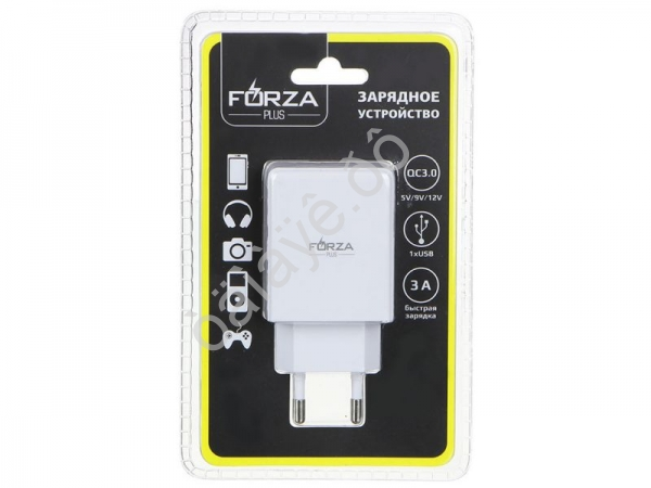 СЗУ 220В, 1 USB, 2.4A, быстрая зарядка, QC 3.4, FORZA