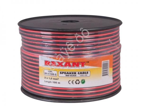 Провод двойной (1,00*2) кр./черн. REXANT (100m)