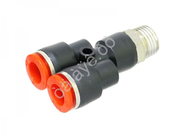 Фитинг пластик PU тройник-разветвитель 1/4 х 8mm наруж. резьба Фитинг пластик PU тройник-разветвитель 1/4 х 8mm наруж. резьба