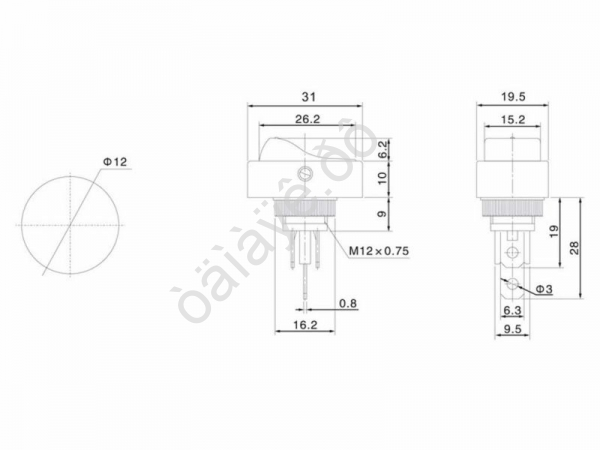 Выключатель клавишный 12V 30А (3с) ON-OFF черный ОВАЛ с красной LED подсветкой (RWB-523, ASW-20D)  REXANT