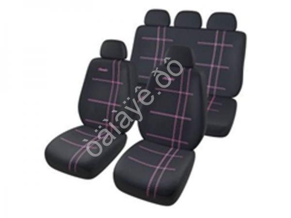 Чехлы на сиденья 9пр., черные+розовая нитка М5, Classic series /1/10_