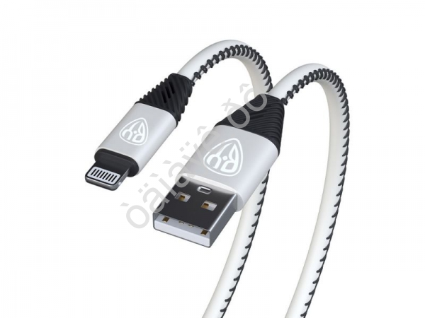 Дата-кабель универ. Lightning, 1м, 2А, кожаная оплётка, серебристый