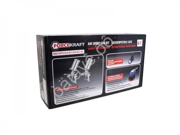 Набор инструментов пневматических 6пр(краскорасп.с верхним металич. бачком:сопла 1.4, 1.7мм FORCEKRAFT