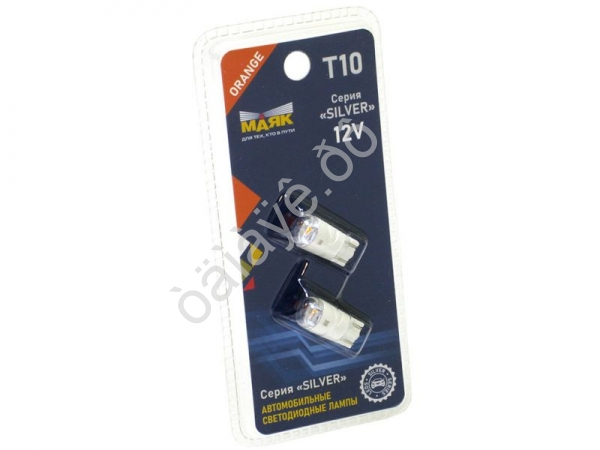 Светодиод 12V T10 1SMD(2835) W2.1x9.5d ORANGE SILVER SL02