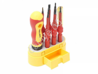 Отвертка диэлектрическая, со сменными насадками:PH0,PH2,SL3.0,SL6.0,Y1,T10,U2,трехгранная4.0 в компл BaumAuto