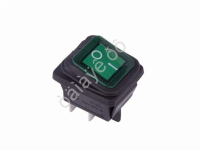Выключатель клавишный 250V 15А (4с) ON-OFF зеленый с подсветкой ВЛАГОЗАЩИТА (RWB-507) REXANT