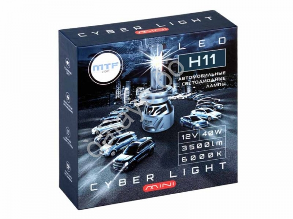 Светодиодные лампы MTF Light серия CYBER LIGHT MINI H11/8/9/16, 12V, 45W, 3750LM, 6000K, кулер, к-т