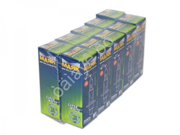 Лампа МАЯК H1 12V 55W P14,5s SUРER WHITE/10 Лампа МАЯК H1 12V 55W P14,5s SUРER WHITE/10