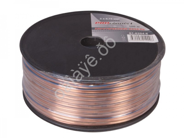 Провод двойной  2х0.75мм, прозрачный BLUELINE (100М) 1/6