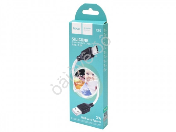 Дата-кабель USB-Type-C 1м, 3А, белый HOCO X90 (37шт в уп) Hoco