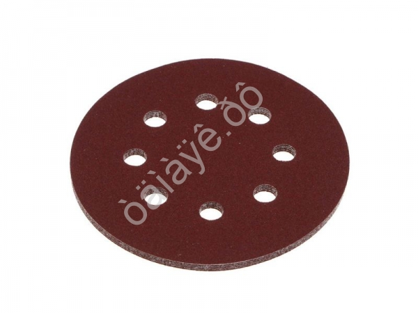 Круг шлифовальный из абразивной бумаги на велкро основе, 8 отверстий, P120, 125 мм, 5шт. ЕРМАК