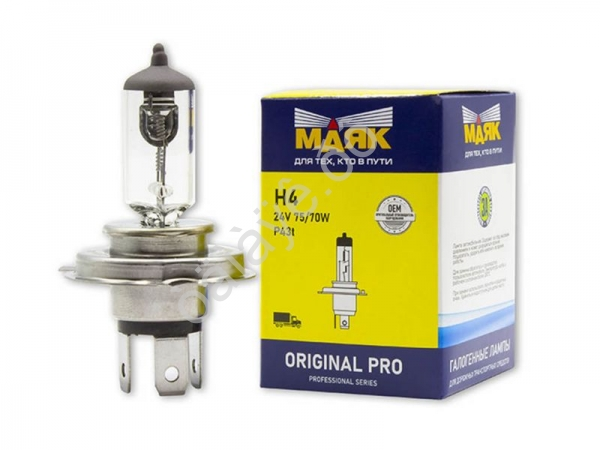 Лампа МАЯК ORIGINAL PRO H4 24V 75/70W P43t Лампа МАЯК ORIGINAL PRO H4 24V 75/70W P43t