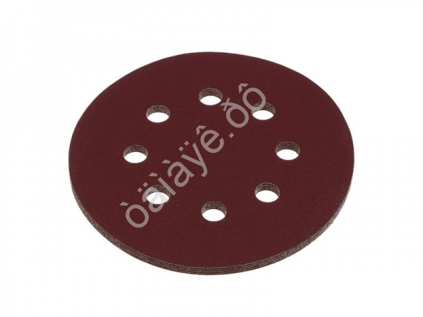 Круг шлифовальный из абразивной бумаги на велкро основе, 8 отверстий, P180, 125 мм, 5шт. ЕРМАК