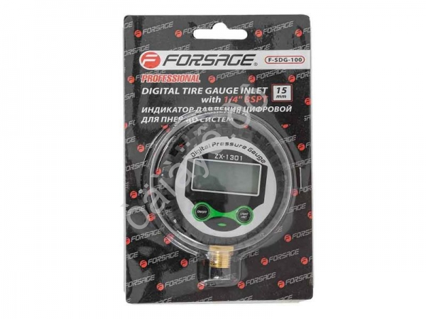 Индикатор давления цифровой для пневмосистем 1/4"(Psi, Kpa, Bar, Kgf/cm2), в блистере Forsage Индикатор давления цифровой для пневмосистем 1/4"(Psi, Kpa, Bar, Kgf/cm2), в блистере Forsage