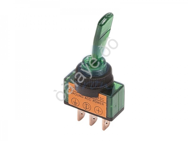 Тумблер 12V 20A (3с) ON-OFF однополюсный LED зеленый/10
