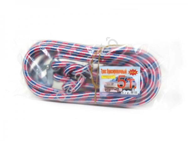 Трос (шнур плетёный) "Барнаул" 5т, 5м с крюками 1/30 Трос (шнур плетёный) "Барнаул" 5т, 5м с крюками 1/30