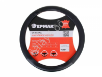 Оплётка на руль ЕРМАК экокожа, Карбон - А, черная с черными вставками, размер М