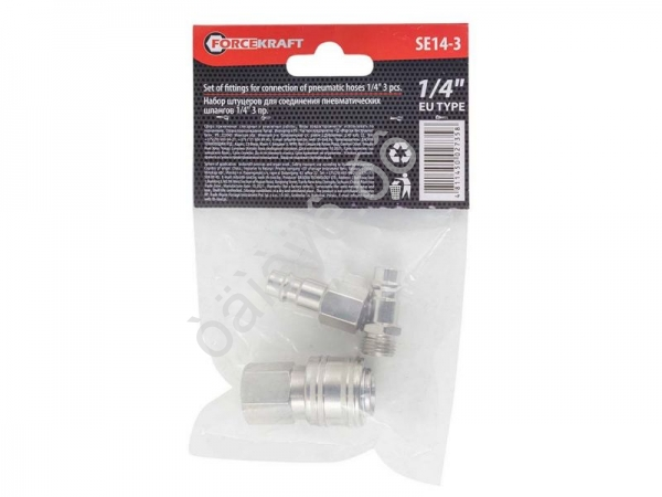 Штуцера пневматические для быстроразъема 1/4", набор 3пр. FORCEKRAFT