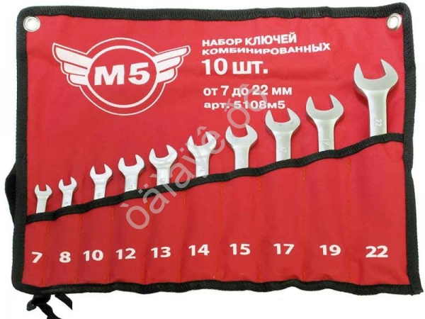 Набор комбинир. ключей 10пр.(7-22мм) в сумке М5_