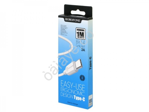 Дата-кабель USB-Type-C, 1м, 3А, Borofone белый BX14 Дата-кабель USB-Type-C, 1м, 3А, Borofone белый BX14