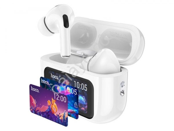 Наушники беспроводные вакуумные с сенсорным дисплеем, белые HOCO EW72 (14шт в уп) Hoco