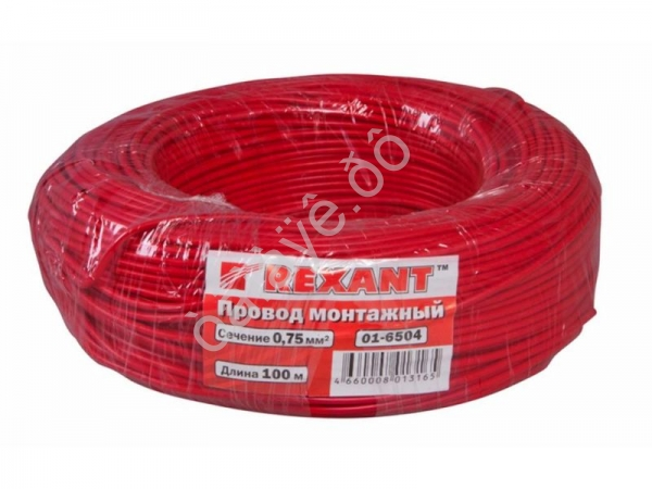 Провод  одинарный (0,75) REXANT красный (100м) 1/10