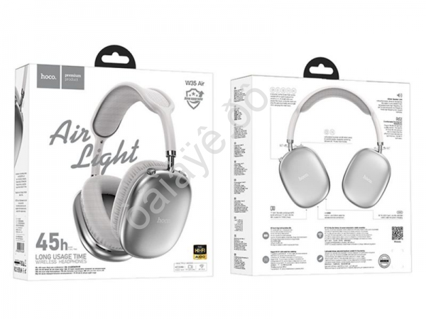 Наушники беспроводные накладные полноразмерные, серебристые HOCO W35 AIR (40шт в уп) Hoco