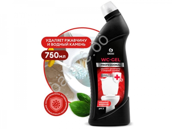 Очиститель  д/чистки унитазов, кафеля, фаянса WC-GEL ср-во  Кислотное чистящее GRASS  750мл Professional /1/12