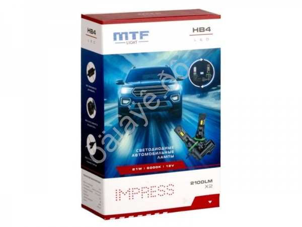 Светодиодные лампы MTF Light серия IMPRESS, HB4(9006), 12V, 21W, 2100LM, 6000K,(штатн. размер), к-т. Светодиодные лампы MTF Light серия IMPRESS, HB4(9006), 12V, 21W, 2100LM, 6000K,(штатн. размер), к-т.
