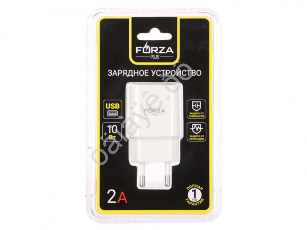 СЗУ 220В, USB-A, 10 Вт, белый, FORZA