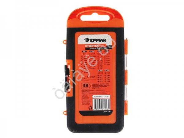 Набор отвёртка с набором бит и головок 38пр. ЕРМАК Набор отвёртка с набором бит и головок 38пр. ЕРМАК