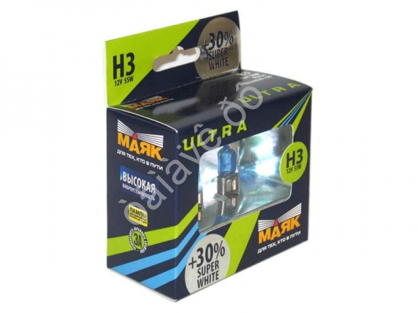 Лампа МАЯК ULTRA H3 12V 55W Pk22s SUPER WHITE +30% Лампа МАЯК ULTRA H3 12V 55W Pk22s SUPER WHITE +30%