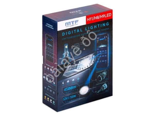 Светодиодные лампы MTF LIGHT серии DIGITAL LIGHTING Н11/Н8/Н9, 12V, 55W, 4500lm, 3000-7000K, управление со смартфона, аналоговое и пульт ДУ, к-кт.